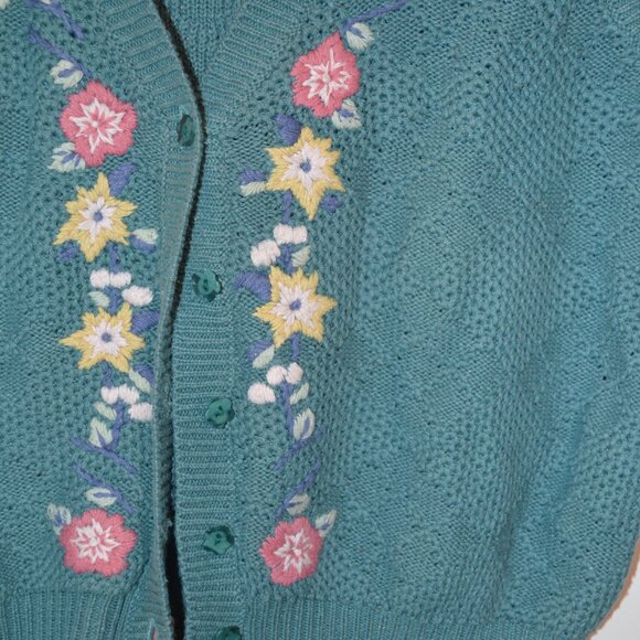 NORTHERN Reflections (R) Ramie/Cotton Floral Embroidery Buttons Knitted Vest M - Picture 3 of 7
